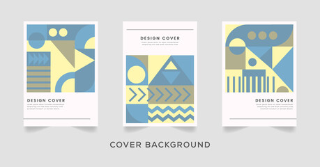 Set cover retro geometric Premium Vector