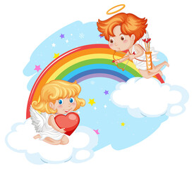 Angel boy and girl cartoon character