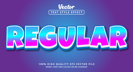 Editable text effect, Regular text with cute bright blue pink color style and blue and white layered