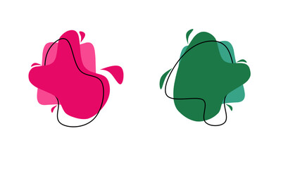 Two color sets like spilled paint with black outline