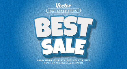 Editable text effect, Best Sale text with color white and blue style