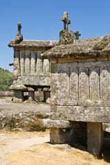 Old typical grain granaries on pillars - Portugal