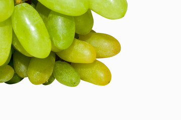 Fresh green grapes isolated on the white background.