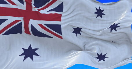Waving Australian red ensign is the official flag flown at sea by Australian registered merchant ships. © Tarik GOK