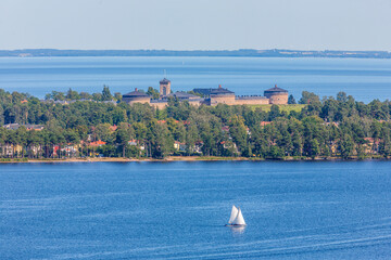 Karlsborg's fortress with the lake Vatter in Sweden