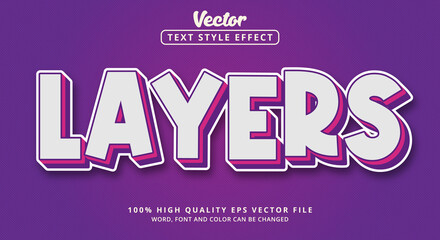 Editable text effect, Layers text with vintage color style and layered style