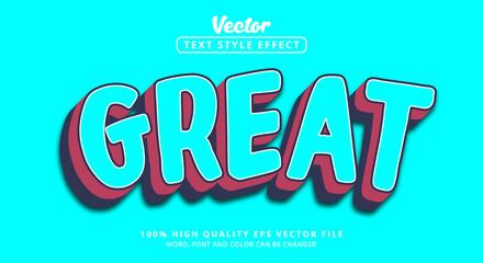 Editable text effects, Text Great on layered styles with cartoon style