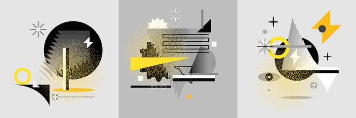 Abstract geometric background. Design poster with the flat figures. A stylish template for further creativity.