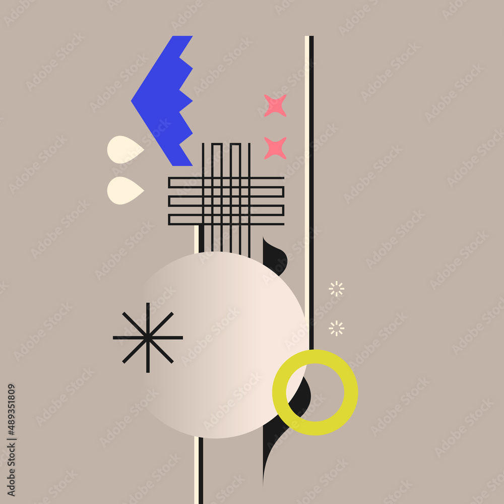 Poster modern geometric composition of various shapes. illustration for design. abstract background in the 