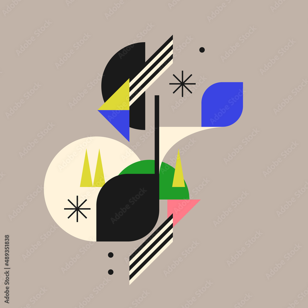Poster modern geometric composition of various shapes. illustration for design. abstract background in the 