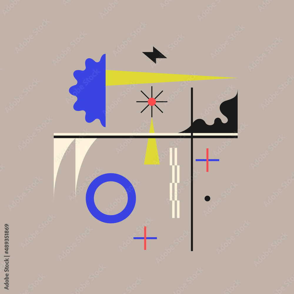 Poster modern geometric composition of various shapes. illustration for design. abstract background in the 