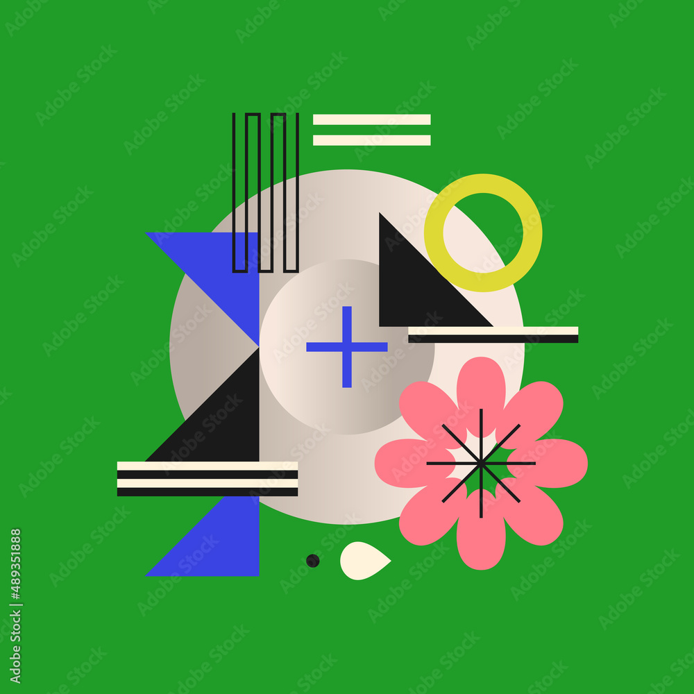 Poster modern geometric composition of various shapes. illustration for design. abstract background in the 