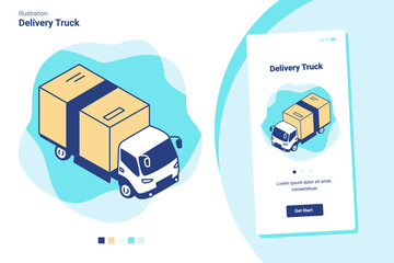 illustration of delivery & shipping truck