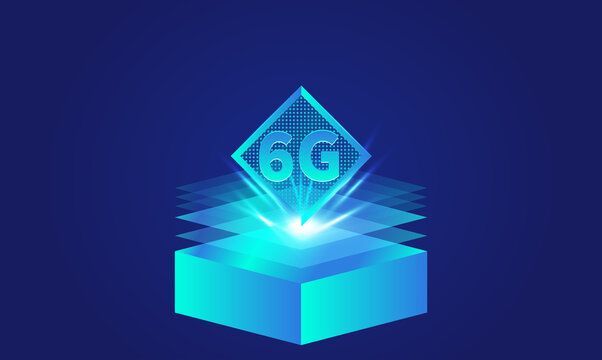 2.5D 6G Concept Chip Image On Blue Background