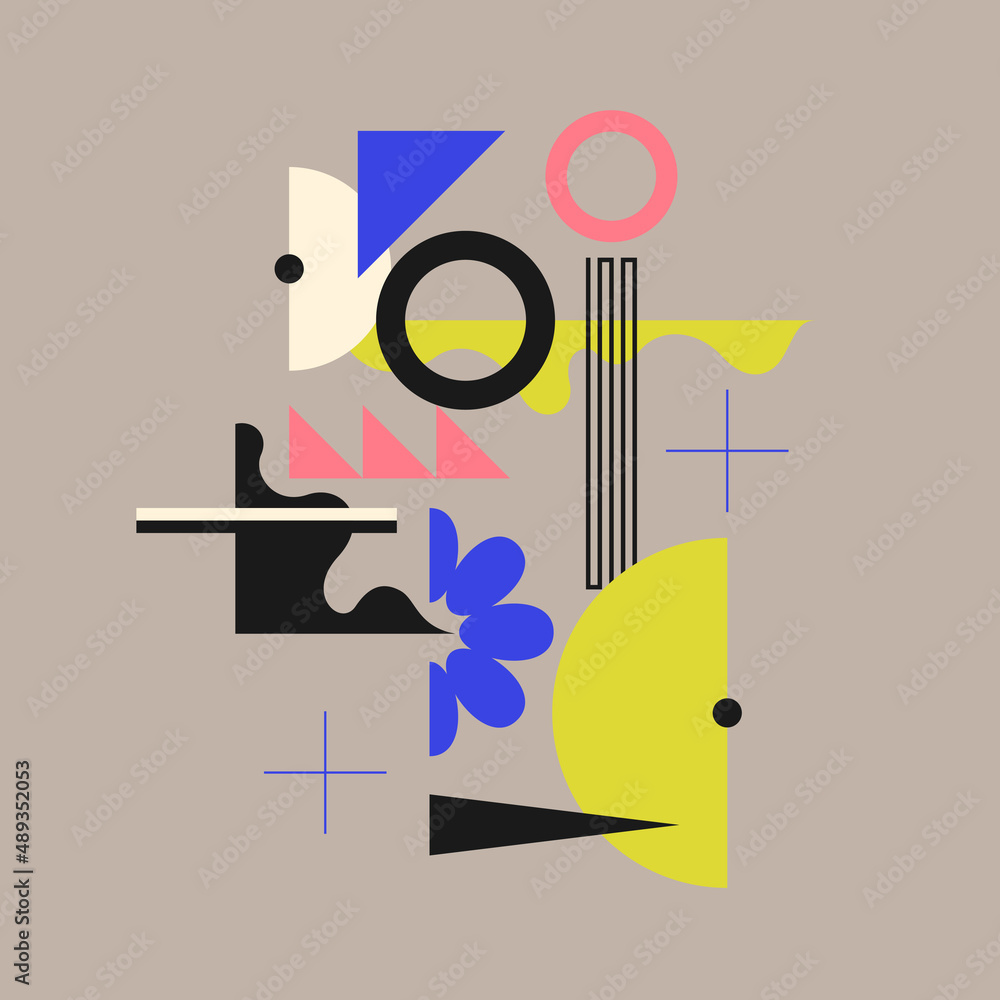 Poster modern geometric composition of various shapes. illustration for design. abstract background in the 