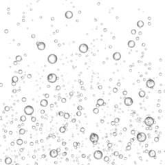 Fototapeta na wymiar Illustration of fizzing air bubbles on white background. Fizzy water background, abstract bubbles.