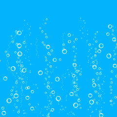 Abstract underwater bubbles illustration. Air bubbles on blue background.