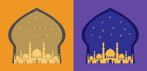 Fototapeta na wymiar mosque vector silhouette in ramadhan kareem