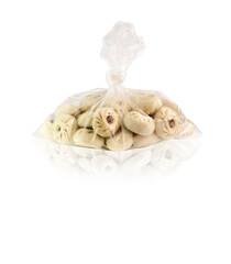 Obraz premium Baozi, buuz, manti, large quantity per pack, isolated on white background