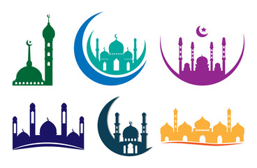 landmark mosque architecture building - illustrated silhouette design