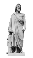 Fototapeta na wymiar Statue of sculptor Smilis adorns the building of the New Hermitage. Isolated on white background with clipping path