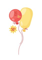 Balloons filled with helium. The logo for the design of the sale. Hand-drawn icons, vector isolated colorful element.