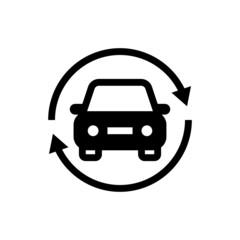 Car in arrows. Sync car thin line icon. Vector illustration.