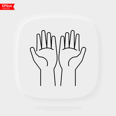 Praying hands open, hand gesture. Islam. Thin line icon. Vector illustration.