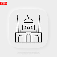 Mosque thin line icon. Religious building. Islam religion. Vector illustration.