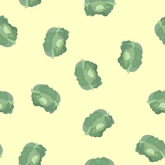 Cabbage pattern. Head of cabbage on a pattern. Illustration for kitchen decor, textiles, napkins.