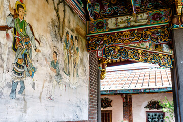 Colorful mural inside of the Confucion temple, Taipei, Taiwan, Asia