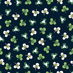 Green Clover Leaves Decoration Abstract Vector Graphic Seamless Pattern