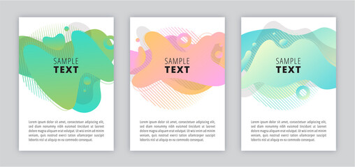 Poster with set of colored abstract modern graphic elements, colorful stains. Vector illustration. Creative design for posters, flyers, booklets, covers, wallpaper.