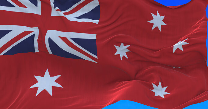 Waving Australian red ensign is the official flag flown at sea by Australian registered merchant ships. - Powered by Adobe
