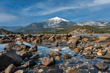 Tahtali Mountain view from Phaselis beach