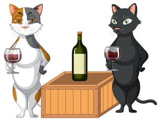 Cute pet party on the white background