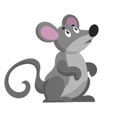 Obraz na płótnie Canvas Sitting gray mouse. Animal in cartoon style.