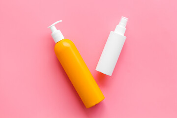 UV sun protection cosmetic - bottles with sunscreen