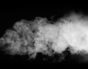 Smoke over black background. Fog or steam texture.