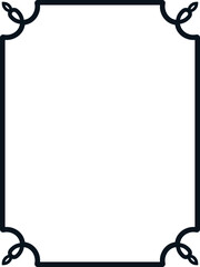 Vector black border frame. Background or book page. Simple rectangular billboard, poster, plaque, signboard, sticker, or label 