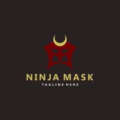 Ninja mask logo. Japanese style vintage concept. Vector illustration template design