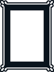 Vector black border frame. Background or book page. Simple rectangular billboard, poster, plaque, signboard, sticker, or label 