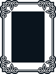 Vector black border frame. Background or book page. Simple rectangular billboard, poster, plaque, signboard, sticker, or label 