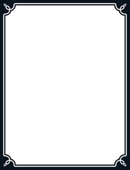 Vector border frame. Background or book page. Simple rectangular billboard, poster, plaque, signboard, sticker, or label 