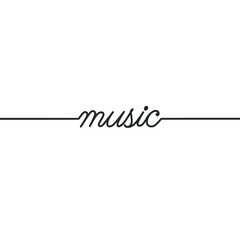 Music - Continuous line drawing typography lettering minimalist design