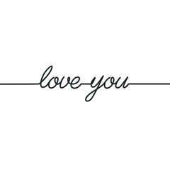 Love you - Continuous line drawing typography lettering minimalist design