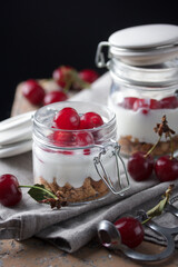 Homemade dessert with cherry