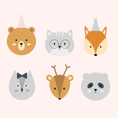 Set of cute animals illustration