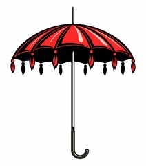 Vintage style red umbrella vector illustration, isolated on white background.