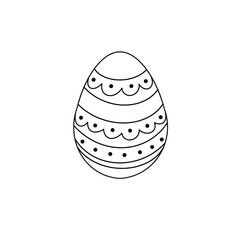 Easter egg in doodle style. Happy easter hand drawn isolated on white background.